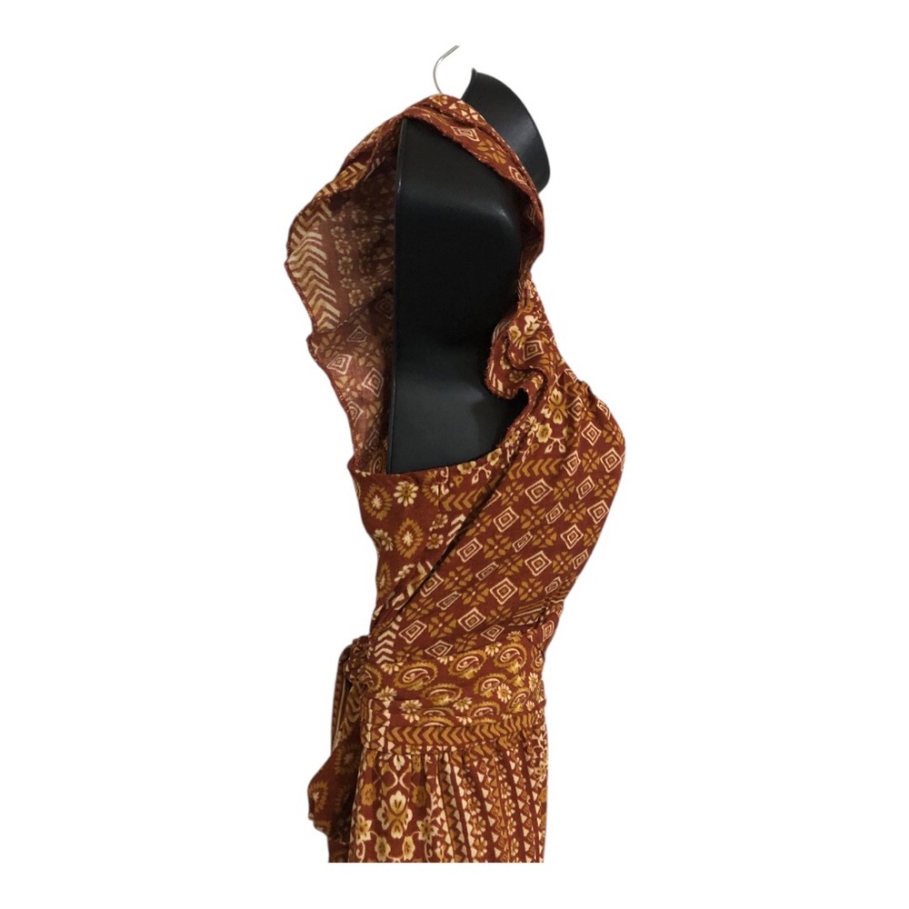 Trixxi‎ Rust Boho Patchwork Ruffle Strap belted T… - image 6